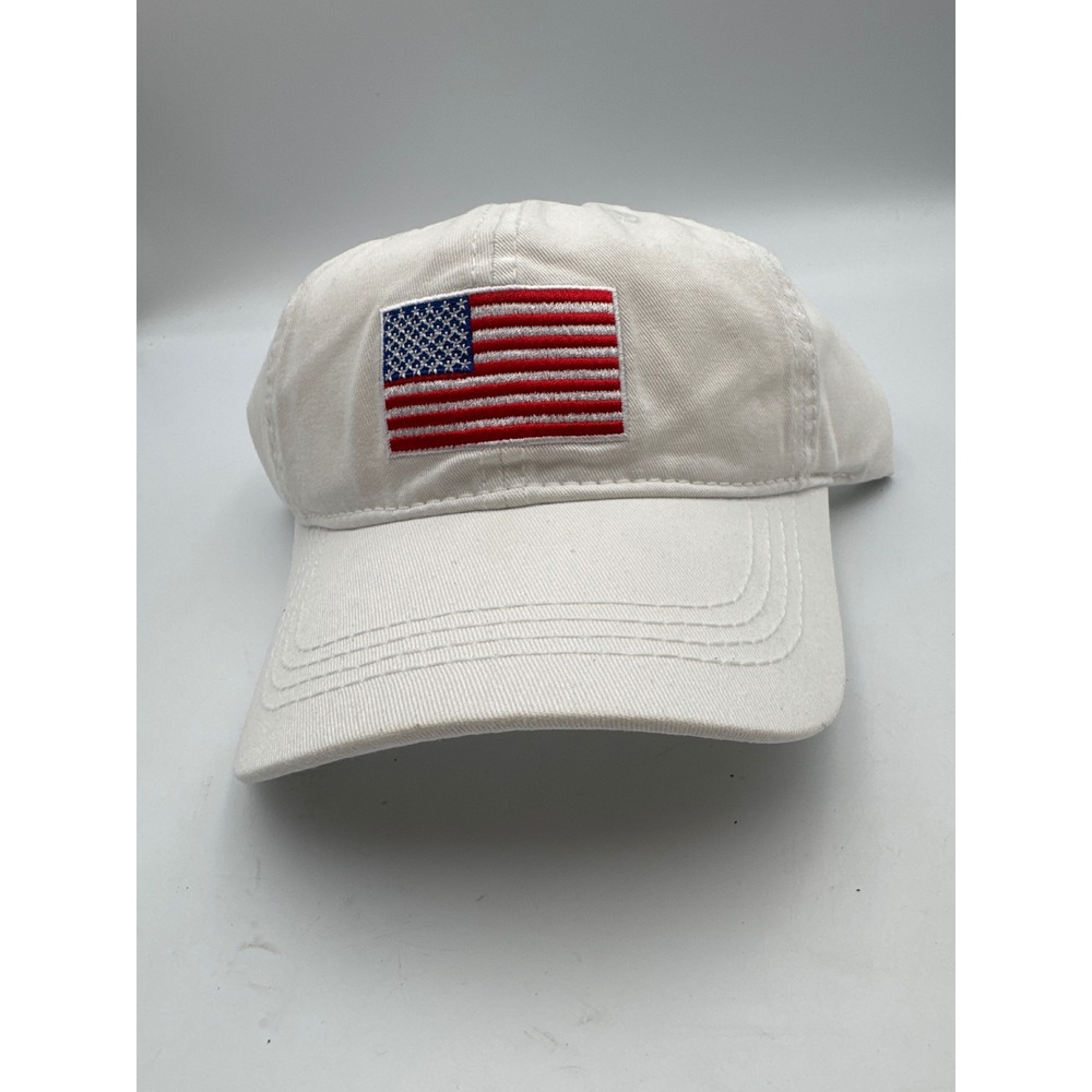 Americana Apparel White American Flag Baseball Cap Adjustable Patriotic Dad Hat